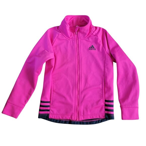 Adidas Girls Pink & Gray Track Jacket size 6 - Picture 1 of 5